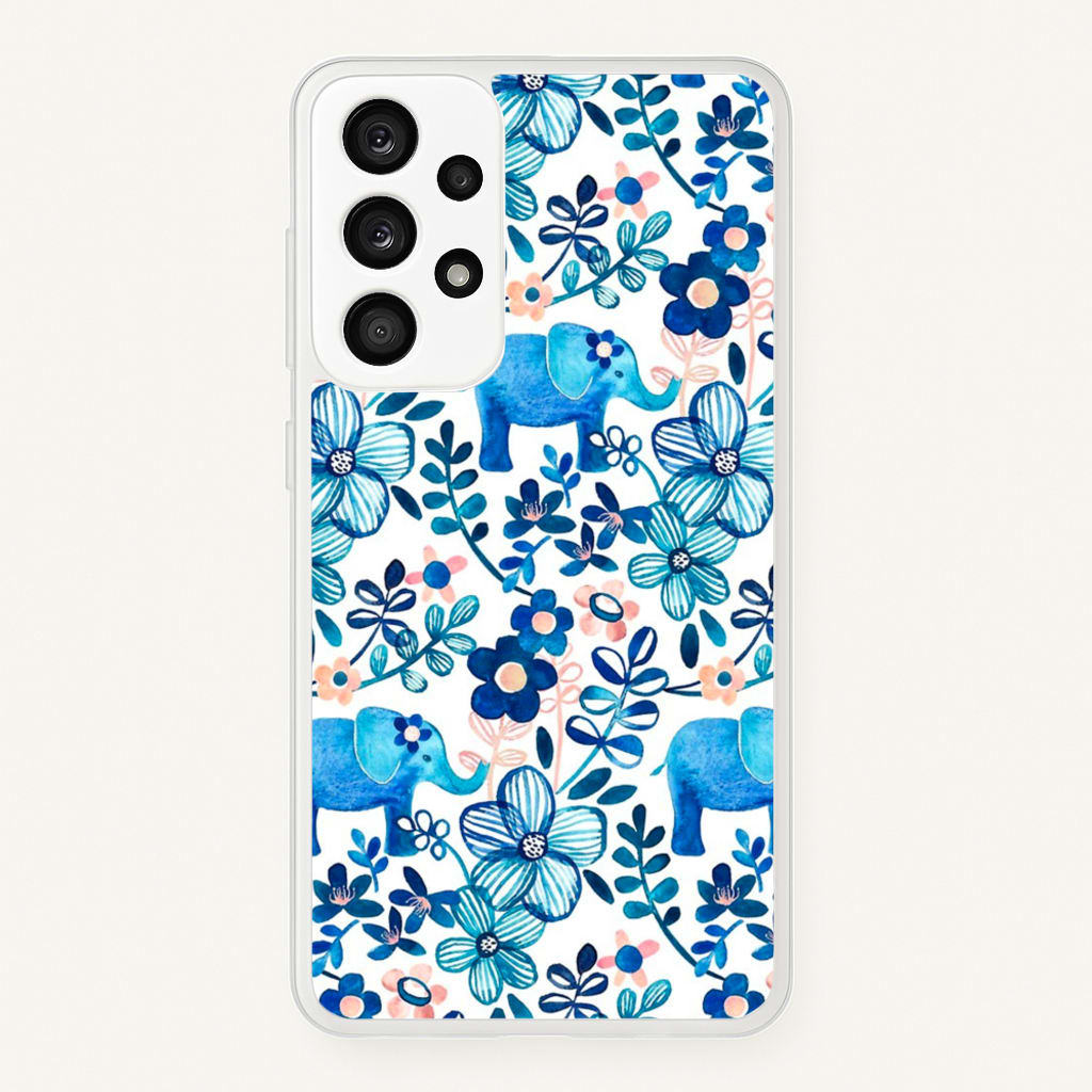 Elephant and Floral Pattern - Flamingos Phone Case for Galaxy A53
