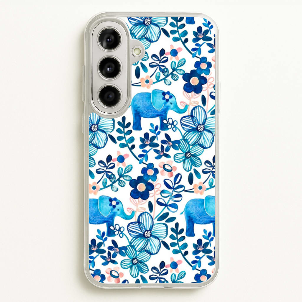 Elephant and Floral Pattern - Flamingos Phone Case for Galaxy A56