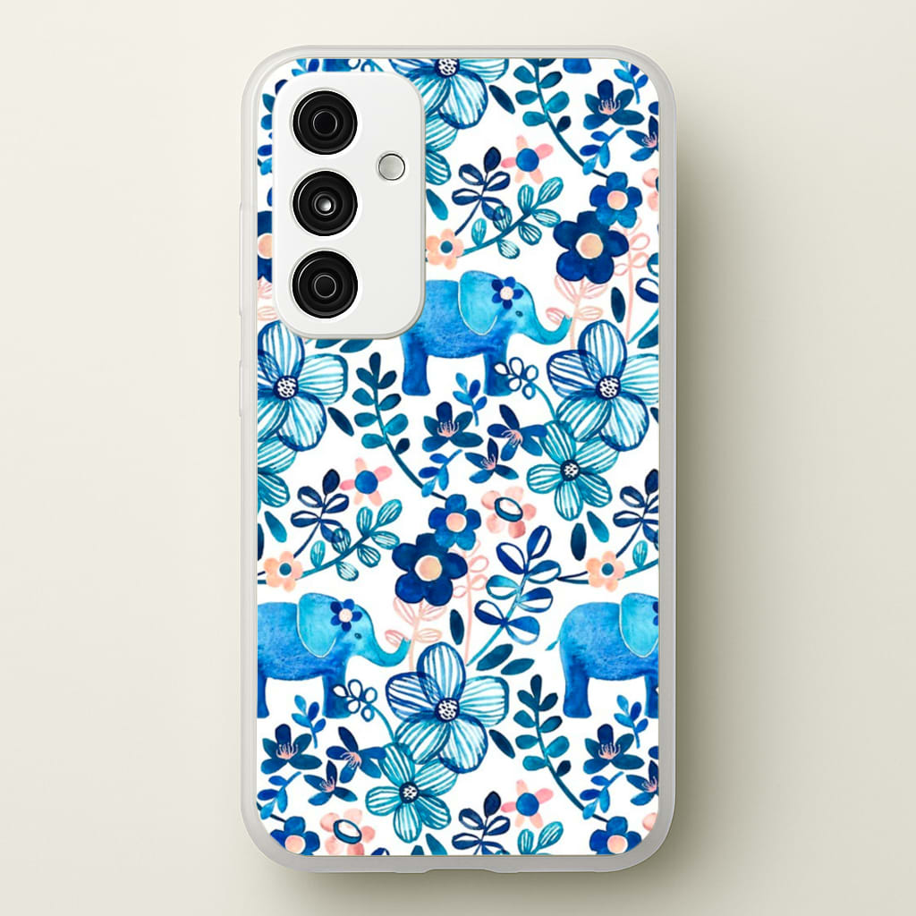 Elephant and Floral Pattern - Flamingos Phone Case for Galaxy A35