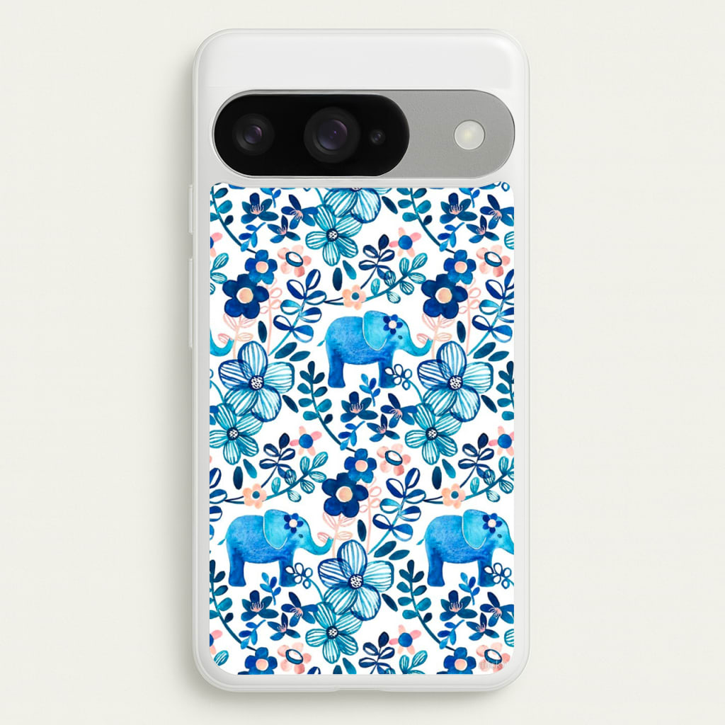 Elephant and Floral Pattern Phone Case for Google Pixel 10 / 10 Pro