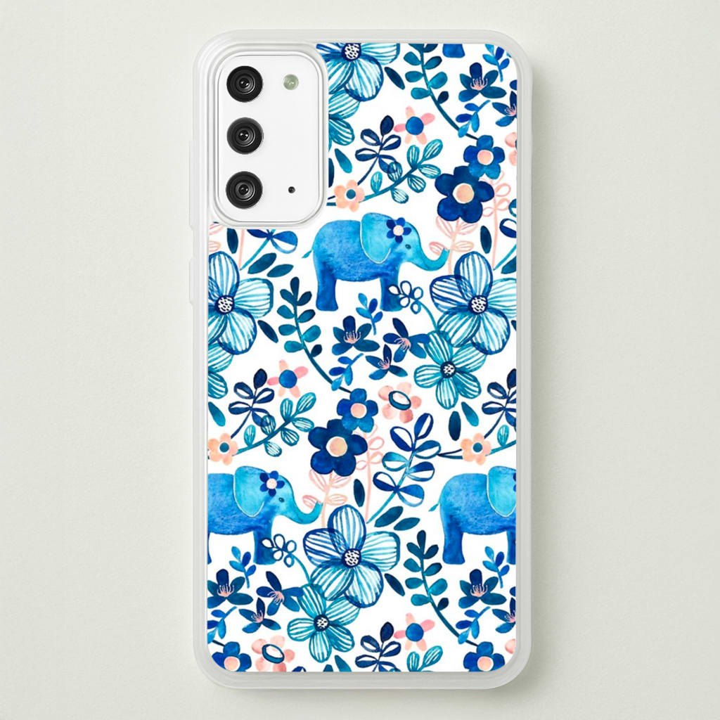 Elephant and Floral Pattern - Flamingos Phone Case for Galaxy Note 20