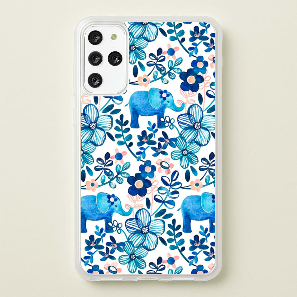 Elephant and Floral Pattern - Flamingos Phone Case for Galaxy S20 Plus