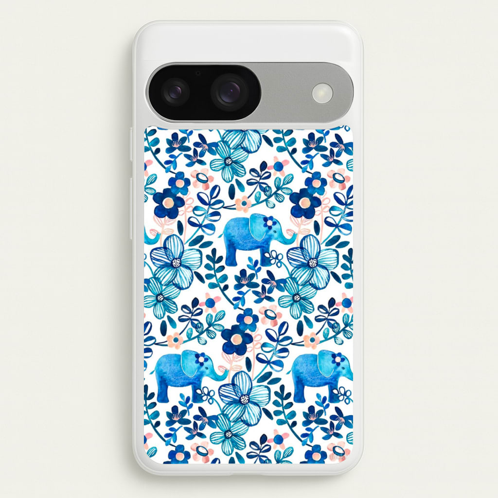 Elephant and Floral Pattern - Flamingos Phone Case for Google Pixel 9 / 9 Pro