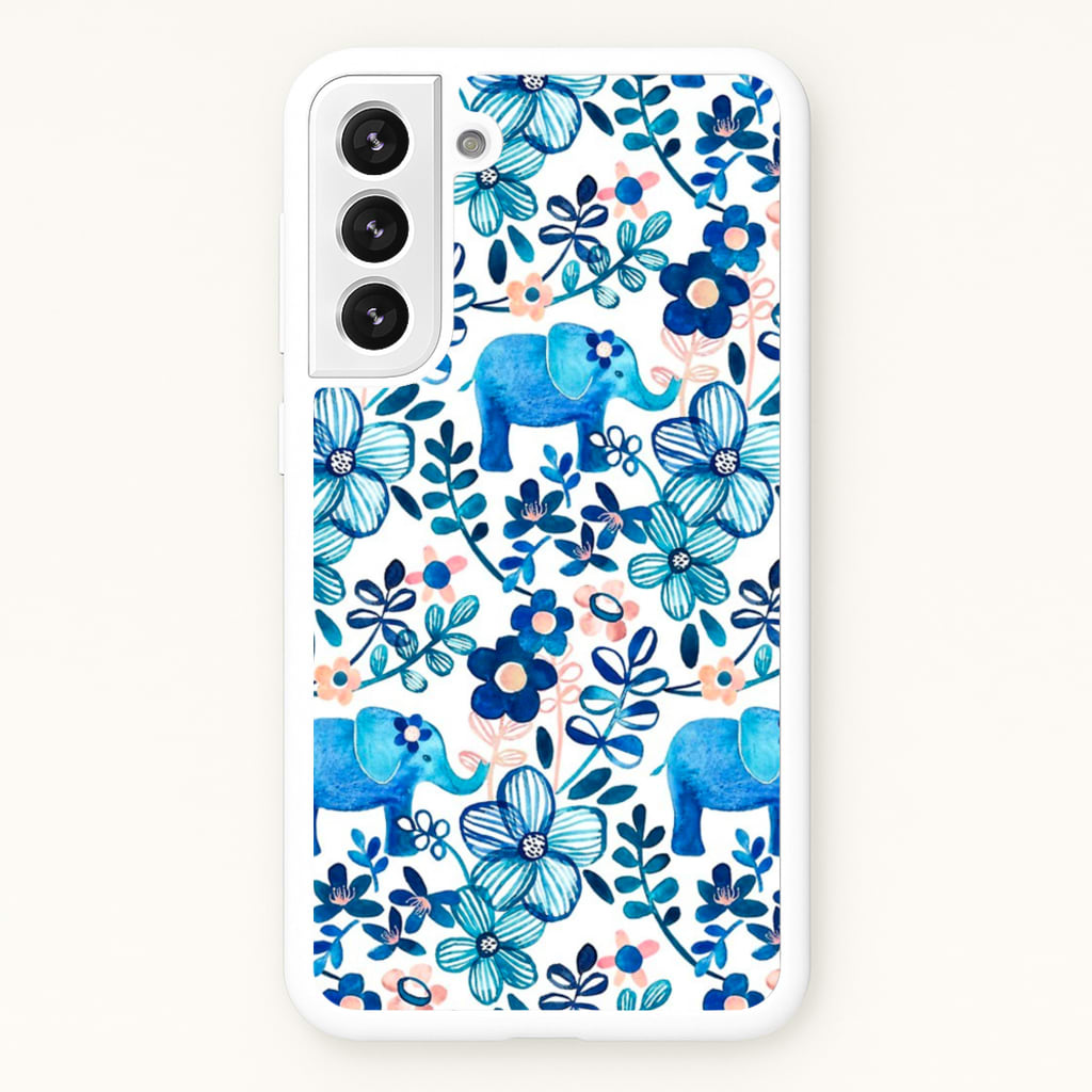 Elephant and Floral Pattern - Flamingos Phone Case for Galaxy S22 Plus