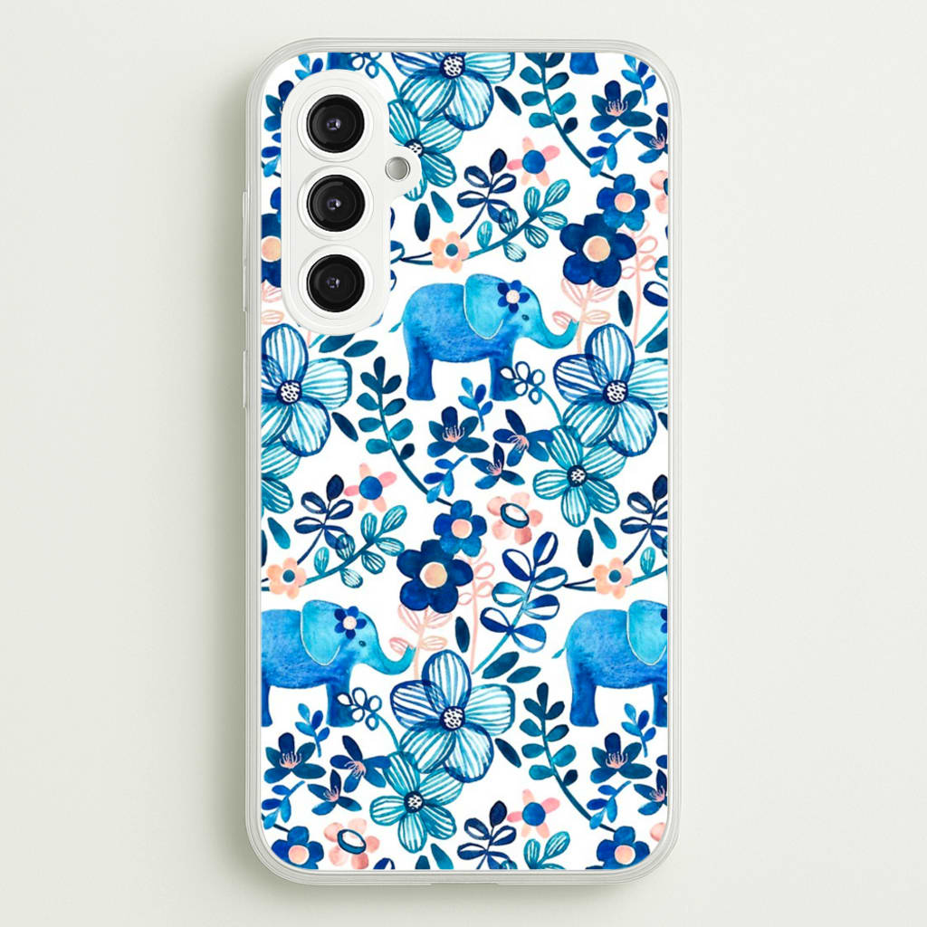 Elephant and Floral Pattern - Flamingos Phone Case for Galaxy S23FE