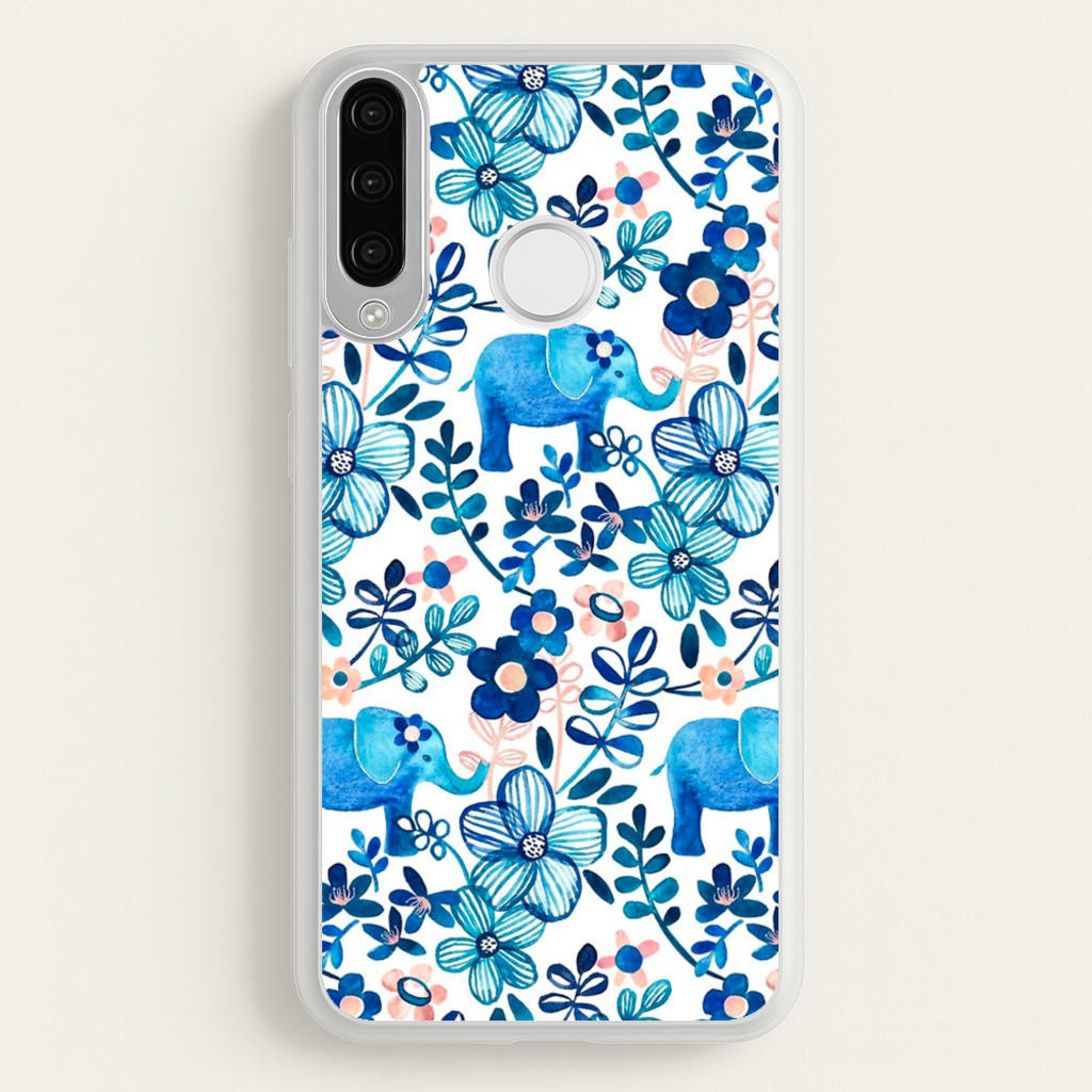 Elephant and Floral Pattern - Flamingos Phone Case for Huawei P30 Lite