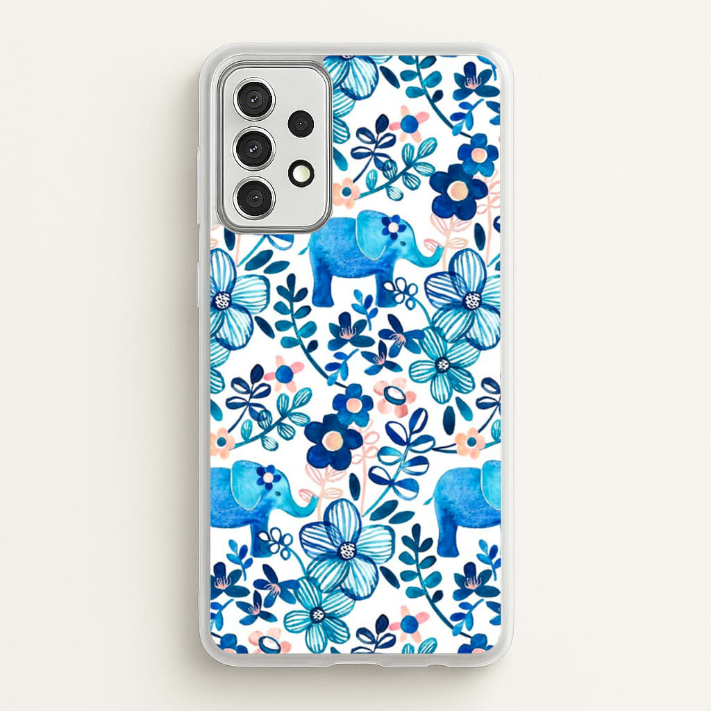 Elephant and Floral Pattern - Flamingos Phone Case for Galaxy A52 / A52s
