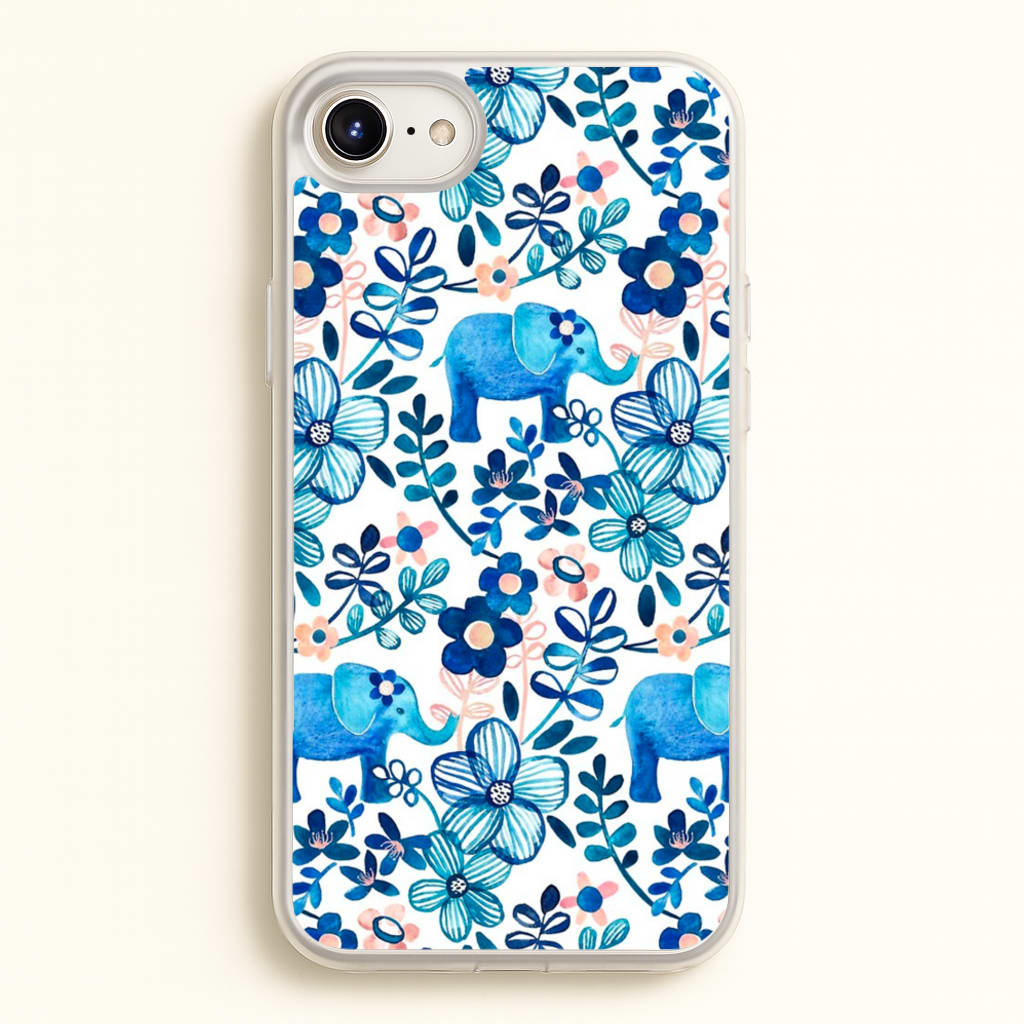 Elephant and Floral Pattern - Flamingos Phone Case for iPhone 6 Plus / 7 Plus / 8 Plus