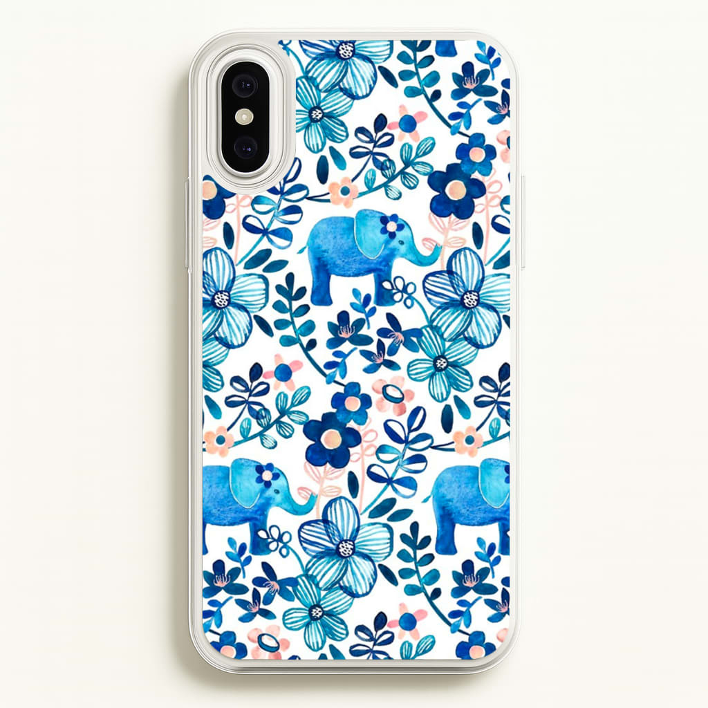 Elephant and Floral Pattern - Flamingos Phone Case for iPhone XS Max