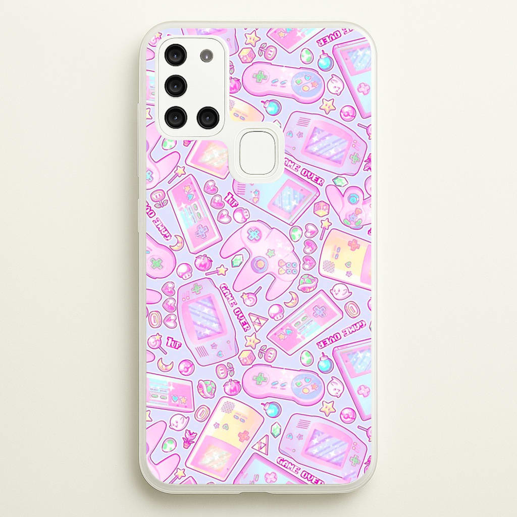 Power Up, Gaming Pattern - Phone Case for Galaxy A21s