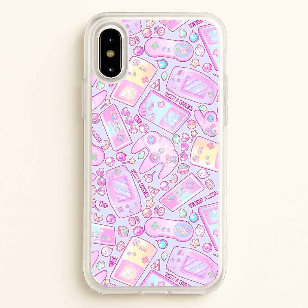 Power Up, Gaming Pattern - Phone Case for iPhone X / XS