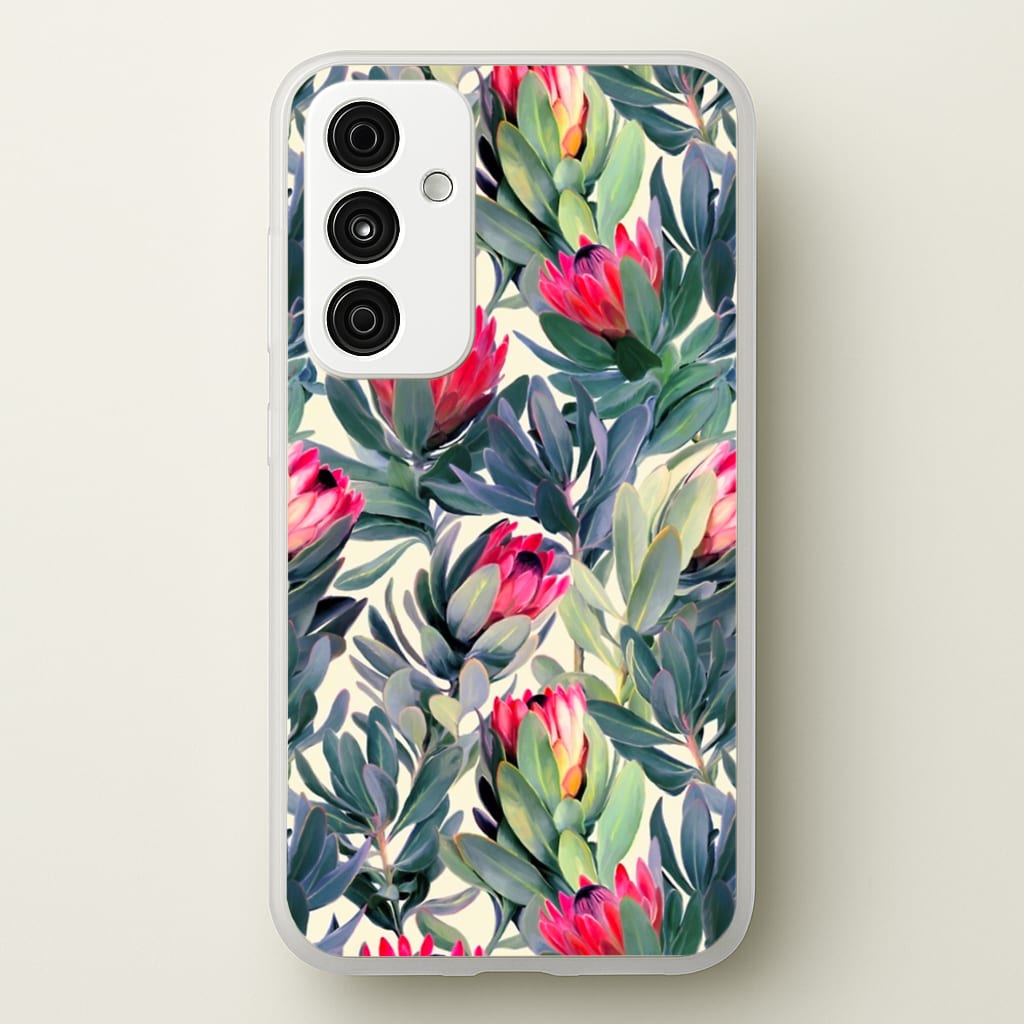 Painted Protea Pattern - Floral Phone Case for Galaxy A55