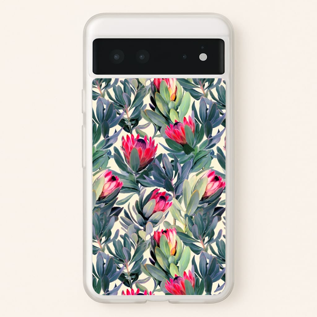Painted Protea Pattern - Floral Phone Case for Google Pixel 6