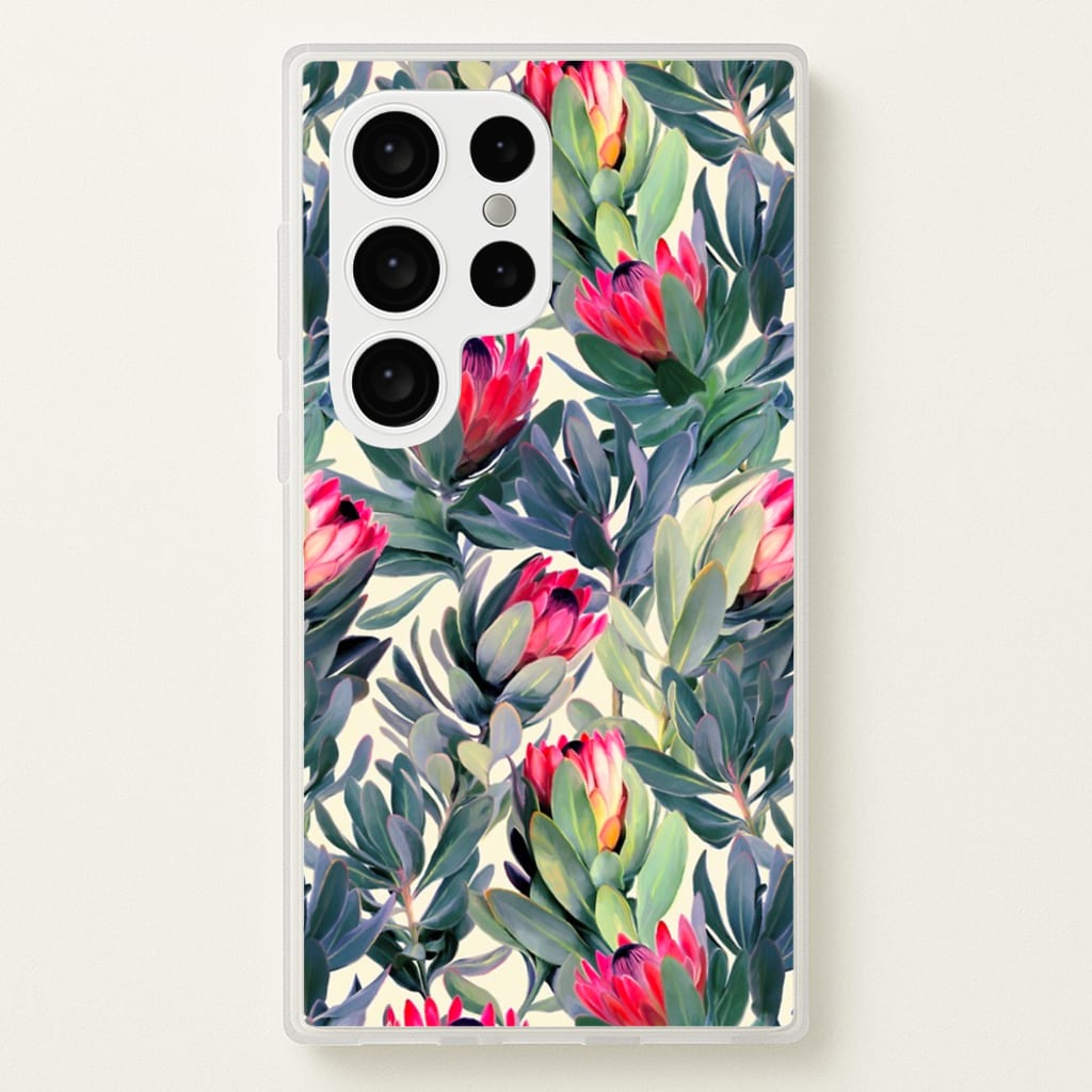 Painted Protea Pattern - Floral Phone Case for Galaxy S24 Ultra