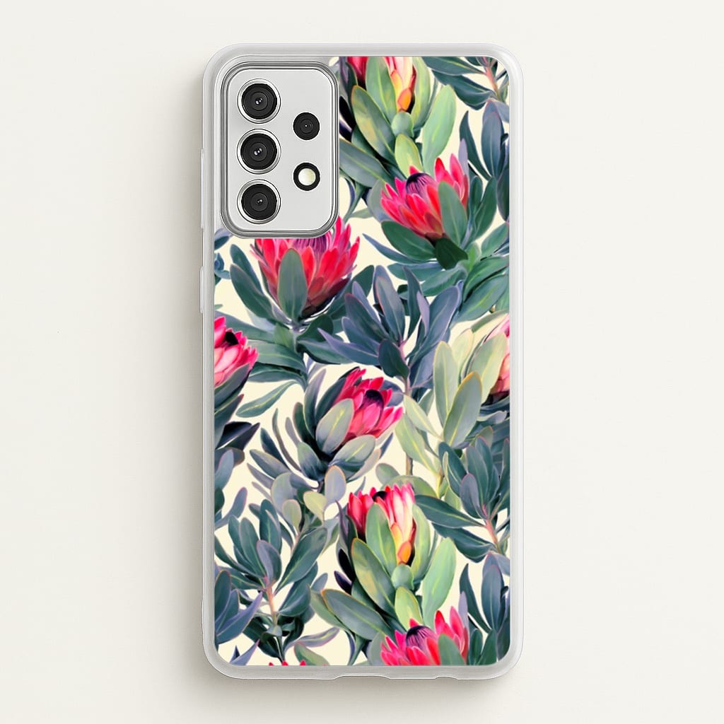 Painted Protea Pattern - Floral Phone Case for Galaxy A52 / A52s
