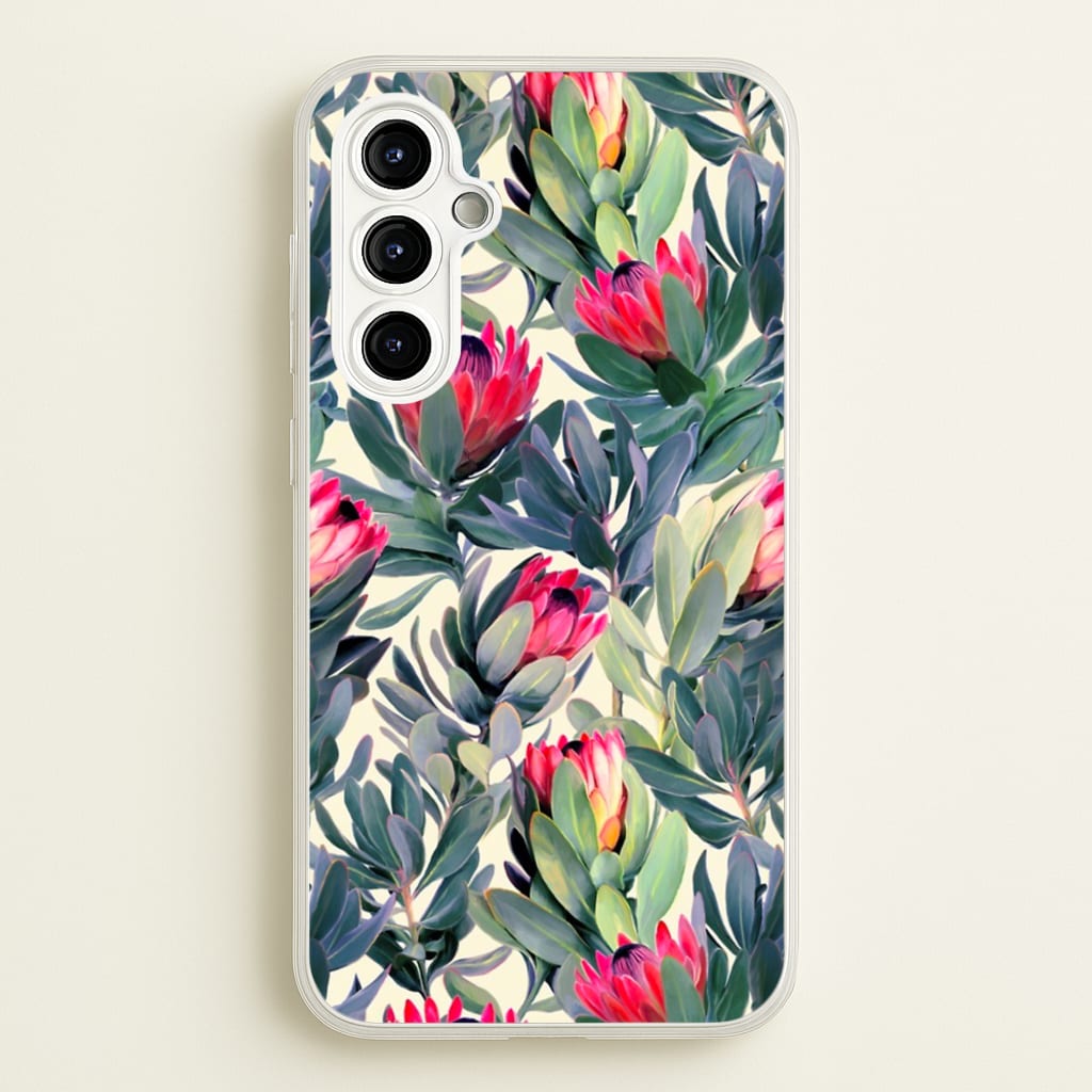 Painted Protea Pattern - Floral Phone Case for Galaxy A54