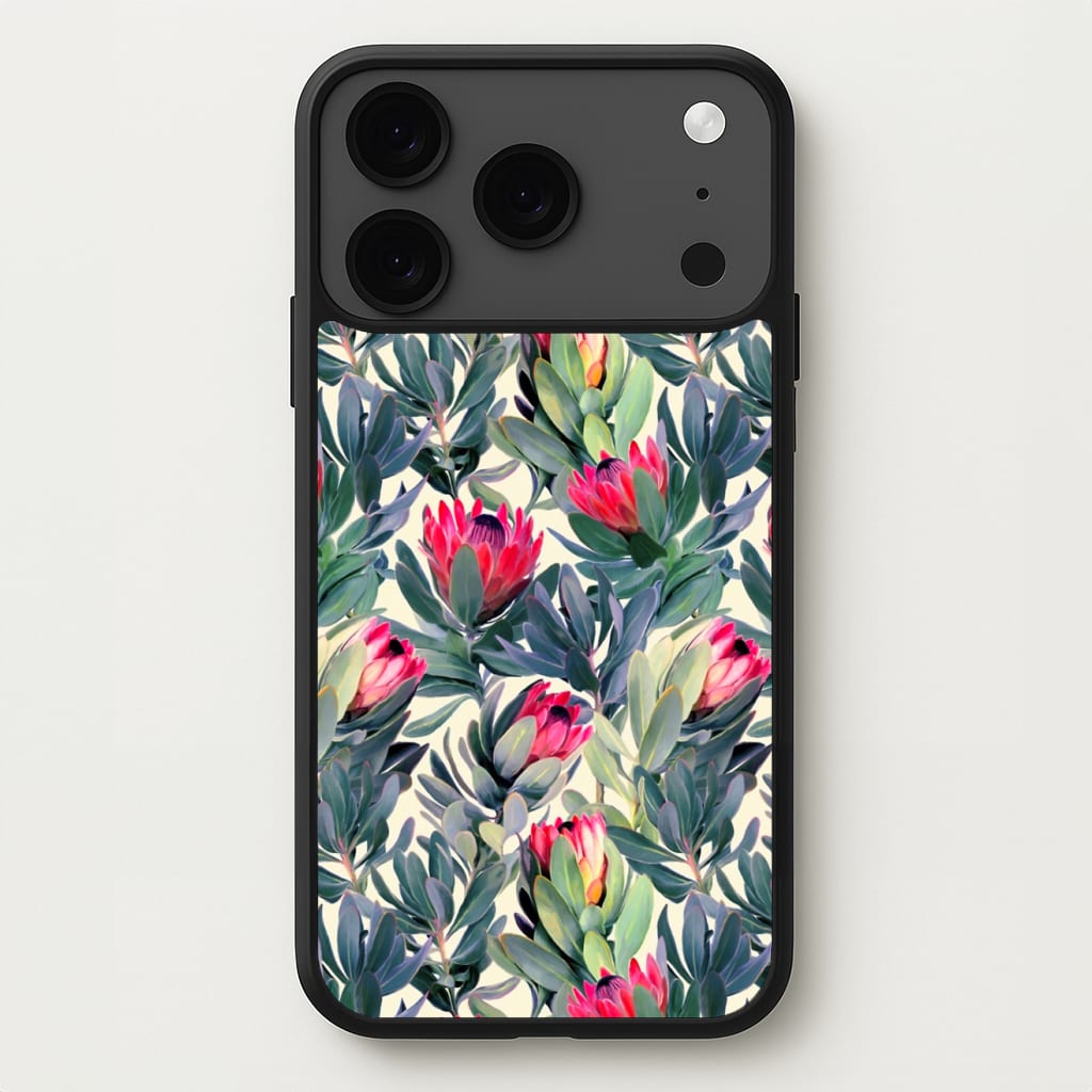 Painted Protea Pattern Phone Case for iPhone 17 Pro