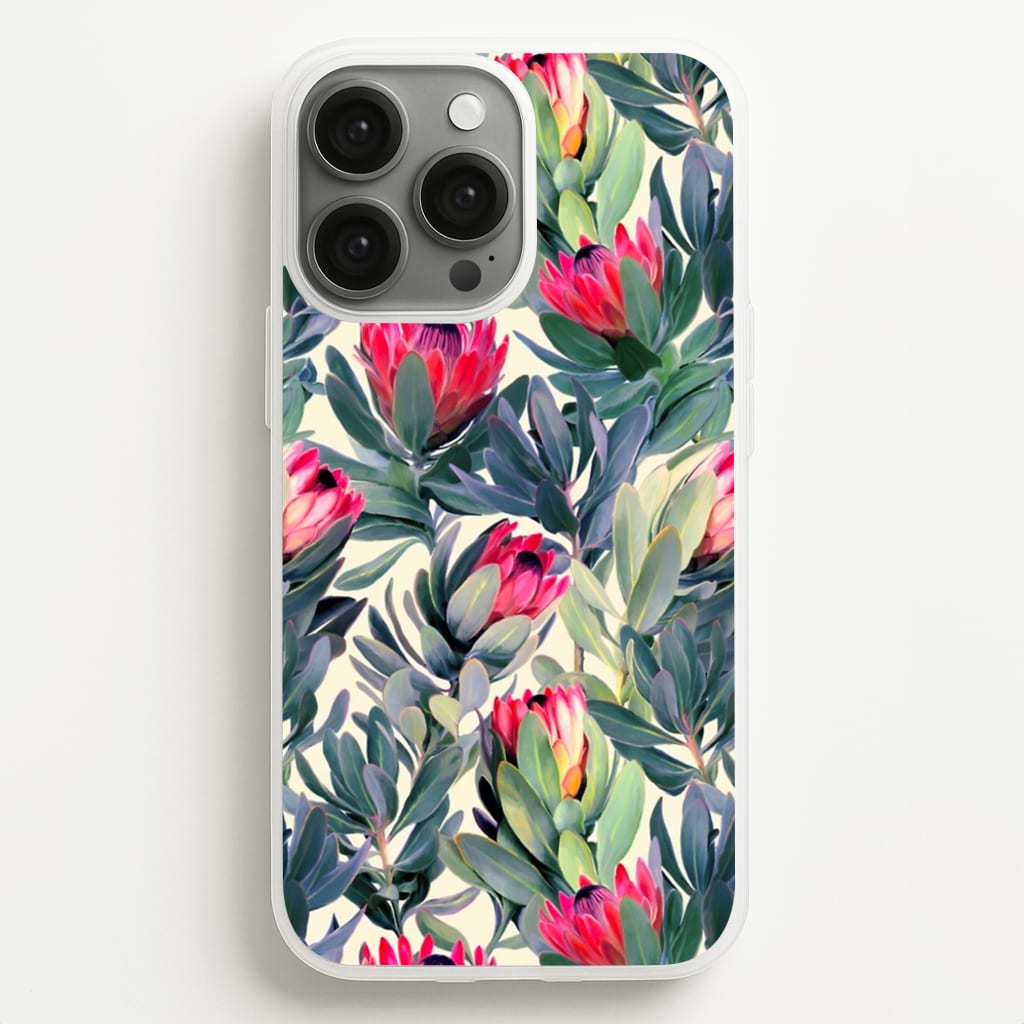 Painted Protea Pattern - Floral Phone Case for iPhone 13 Pro Max