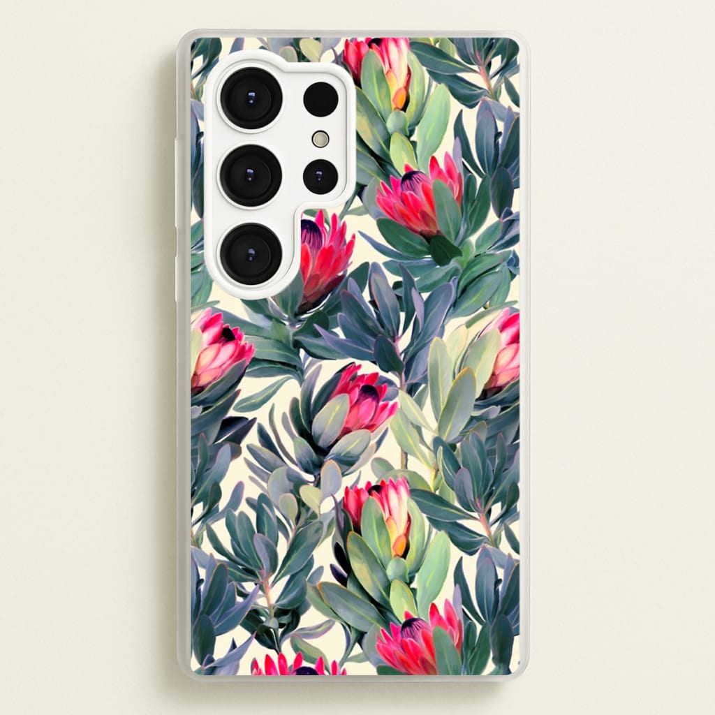 Painted Protea Pattern - Floral Phone Case for Galaxy S25 Ultra