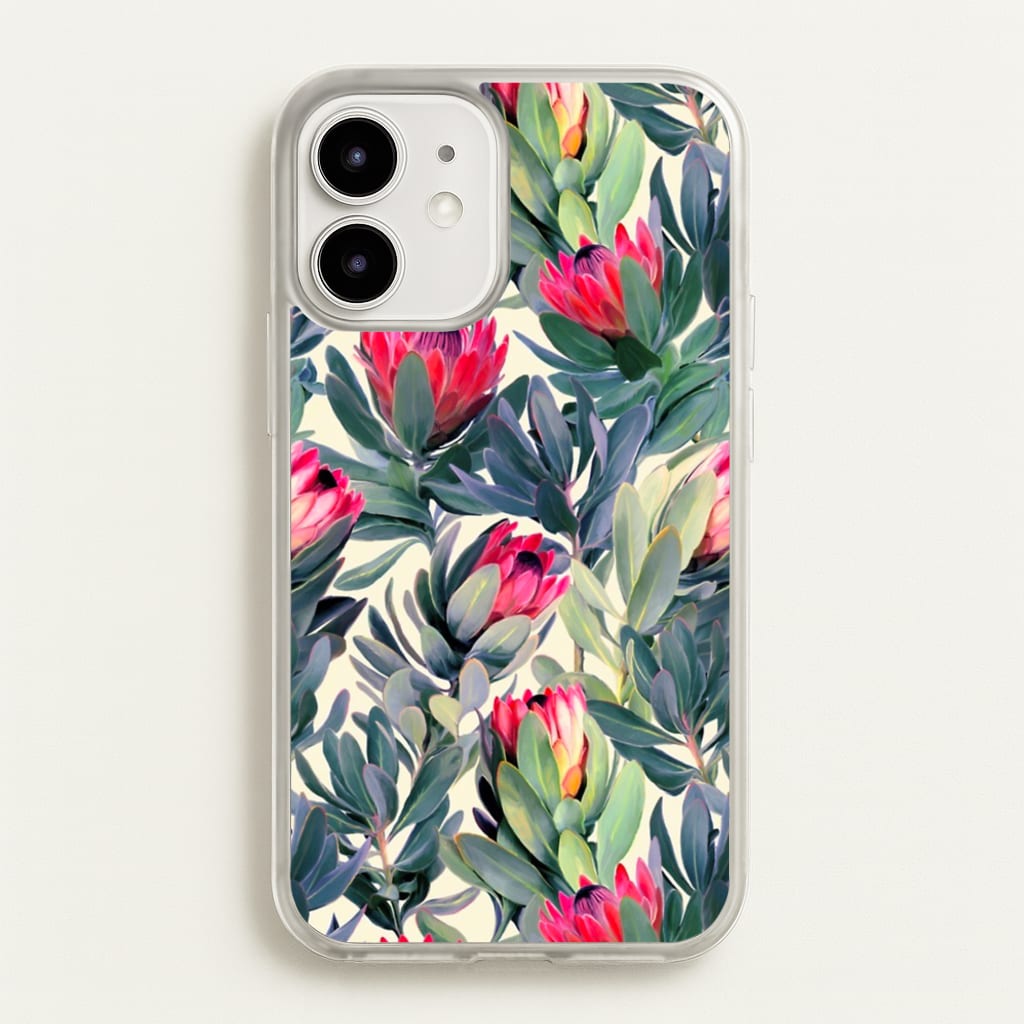 Painted Protea Pattern - Floral Phone Case for iPhone 12 / 12 Pro