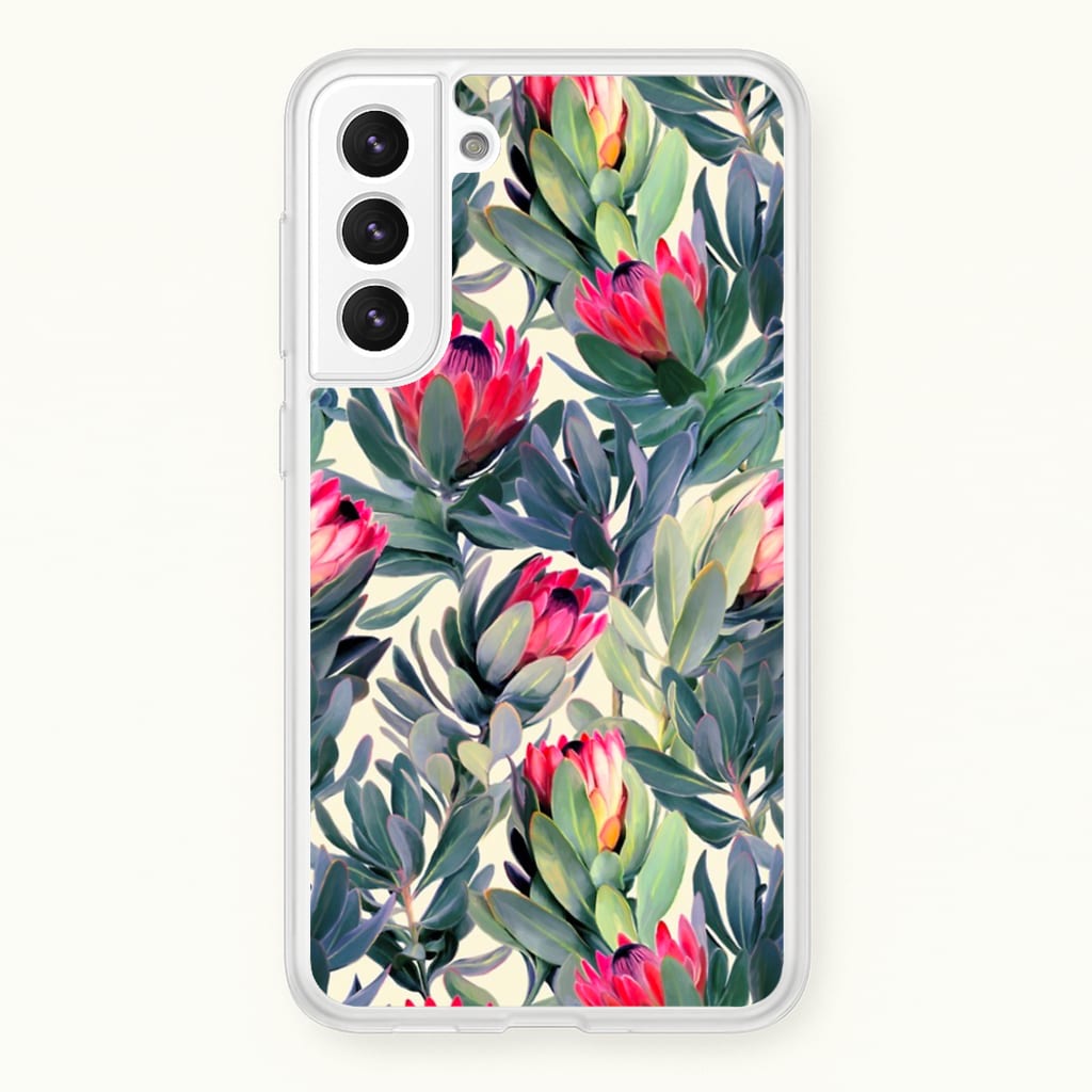 Painted Protea Pattern - Floral Phone Case for Galaxy S21