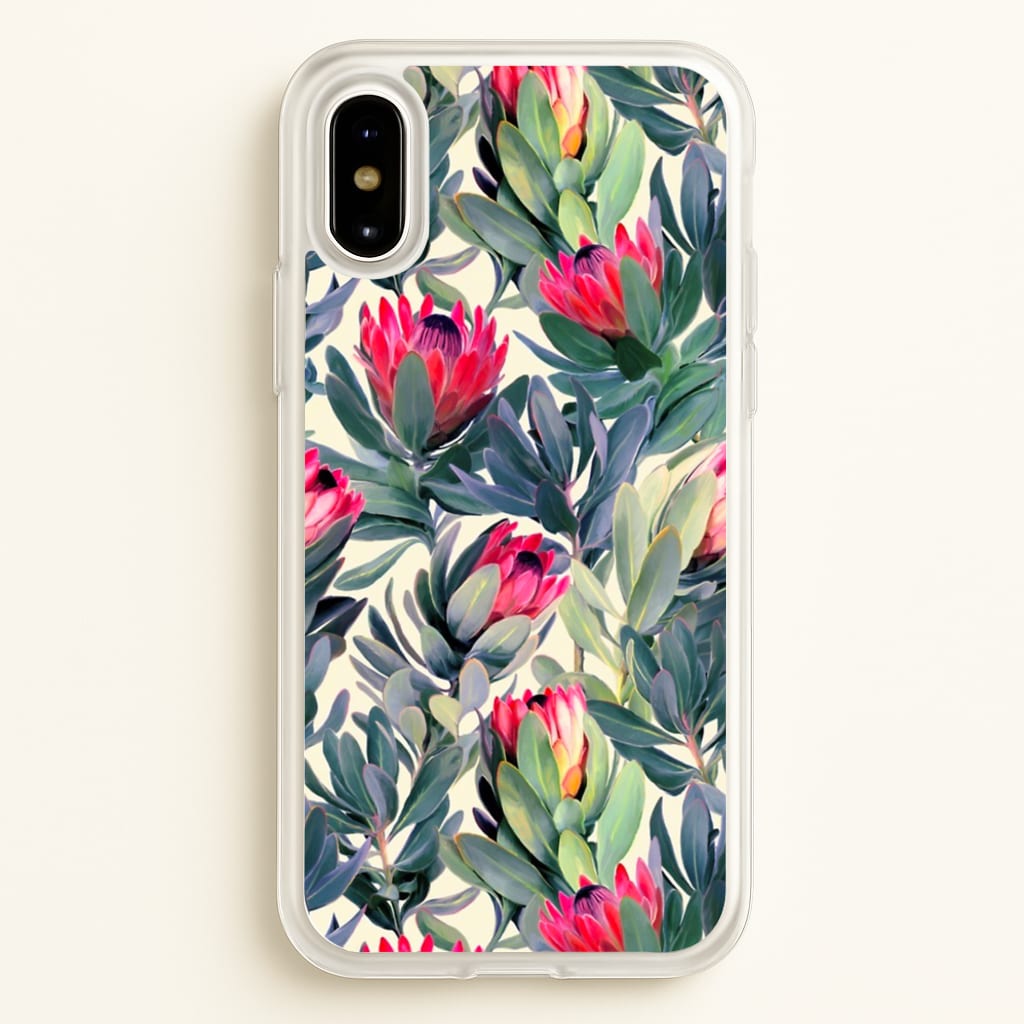 Painted Protea Pattern - Floral Phone Case for iPhone X / XS