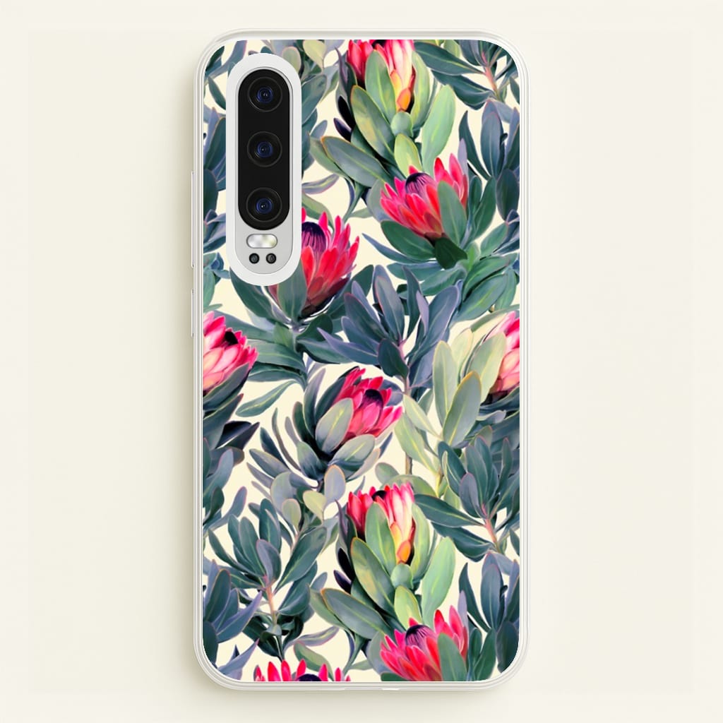 Painted Protea Pattern - Floral Phone Case for Huawei P30