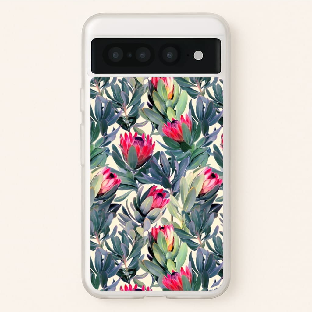 Painted Protea Pattern - Floral Phone Case for Google Pixel 7 Pro