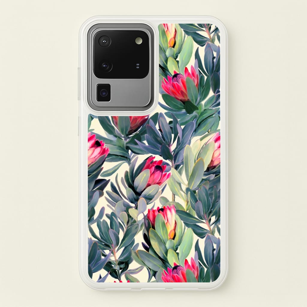 Painted Protea Pattern - Floral Phone Case for Galaxy S20 Ultra