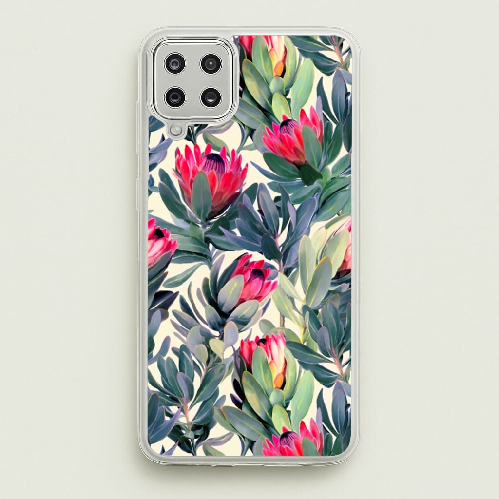 Painted Protea Pattern - Floral Phone Case for Galaxy A12