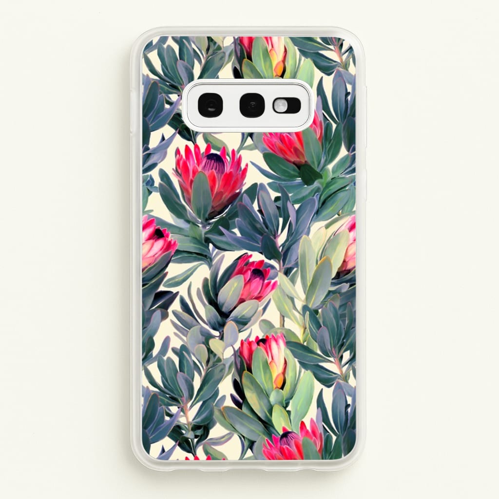 Painted Protea Pattern - Floral Phone Case for Galaxy S10e