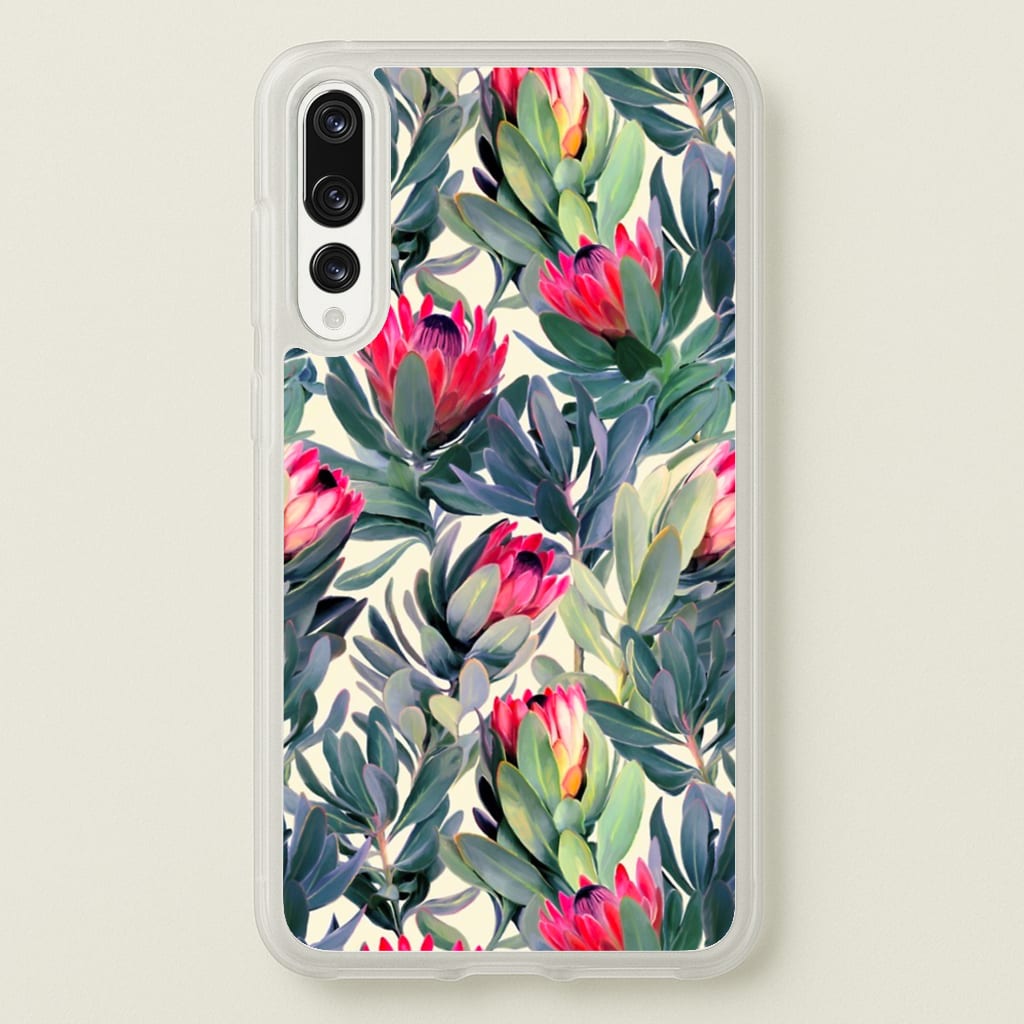 Painted Protea Pattern - Floral Phone Case for Huawei P20 Pro