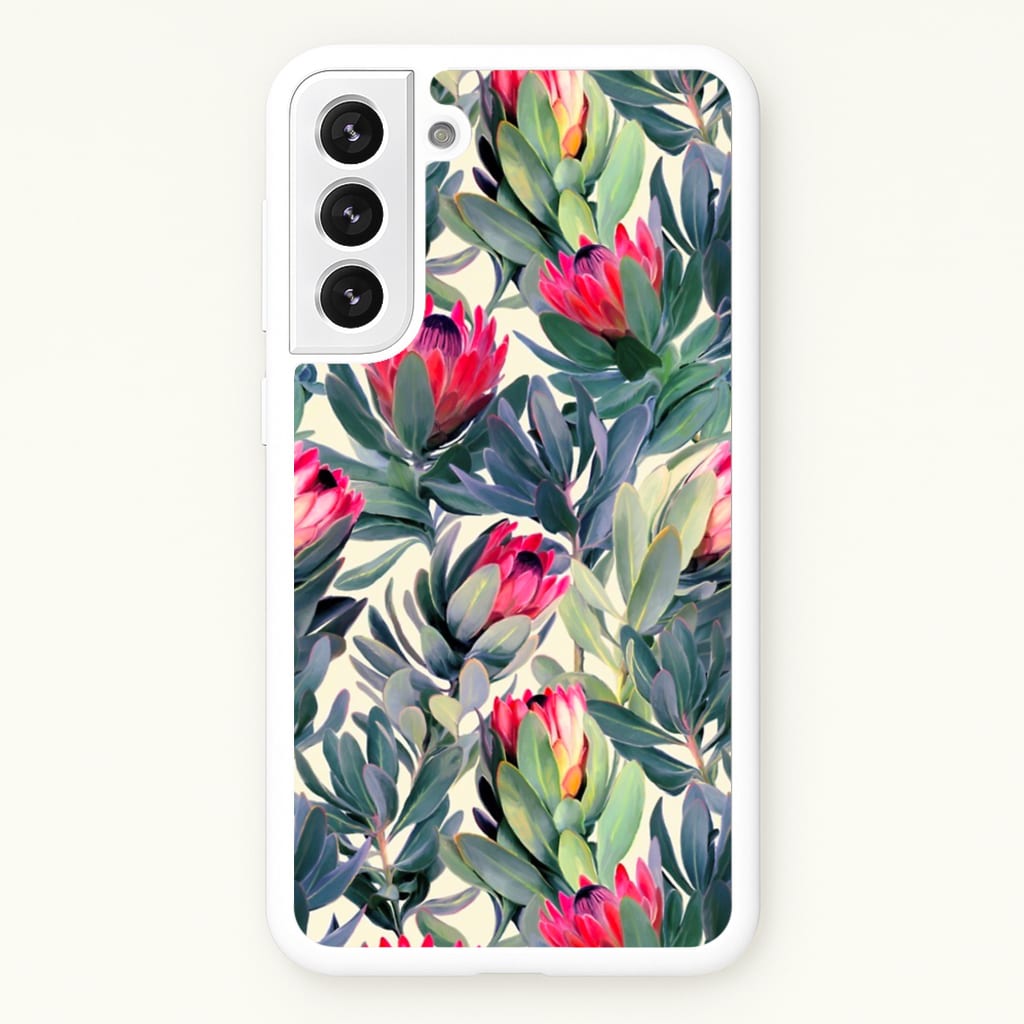 Painted Protea Pattern - Floral Phone Case for Galaxy S22 Plus