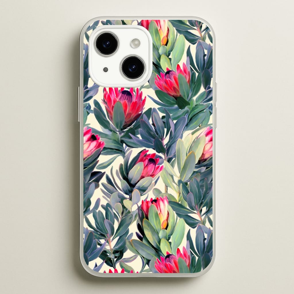 Painted Protea Pattern - Floral Phone Case for iPhone 14 Plus