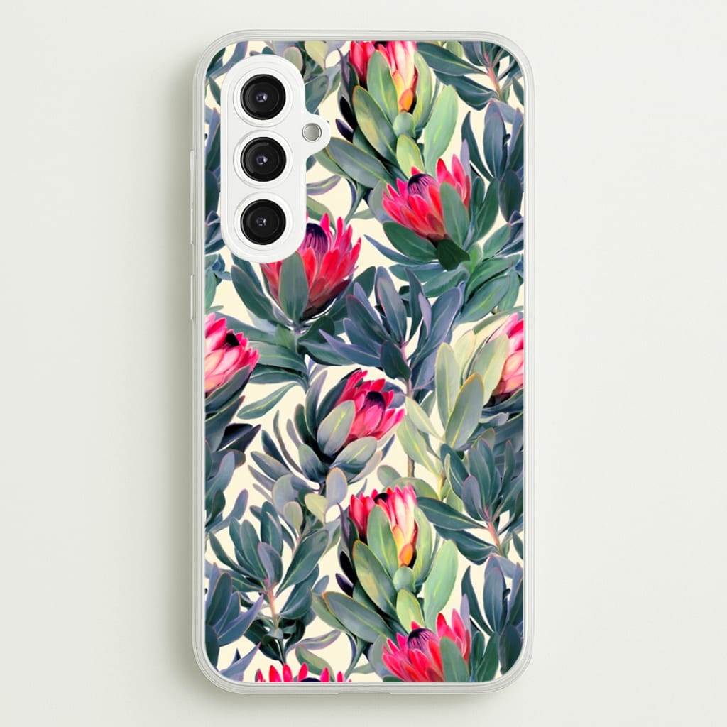 Painted Protea Pattern - Floral Phone Case for Galaxy S23FE