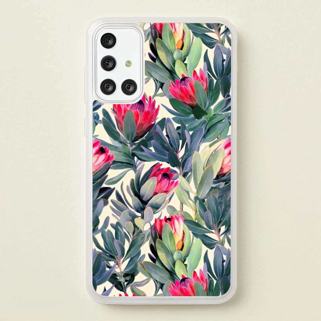 Painted Protea Pattern - Floral Phone Case for Galaxy A71