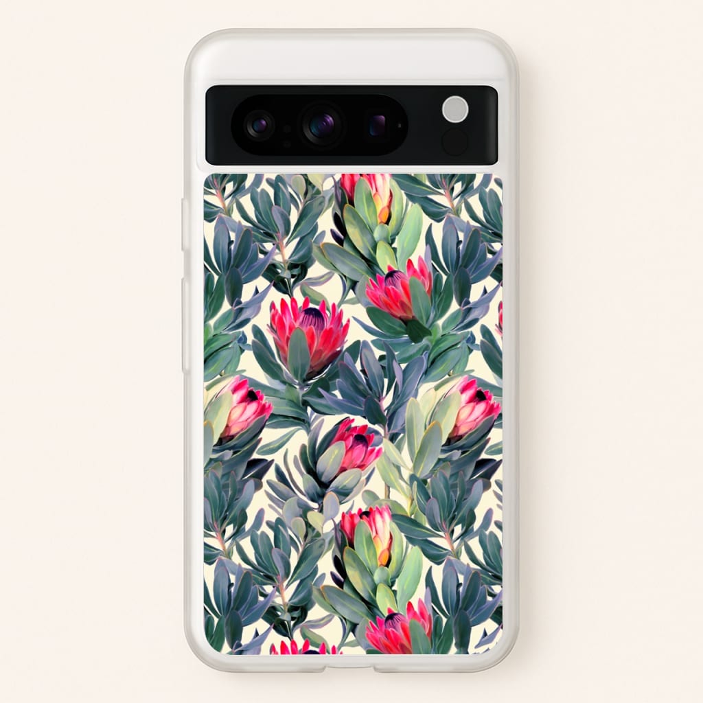 Painted Protea Pattern - Floral Phone Case for Google Pixel 8 Pro