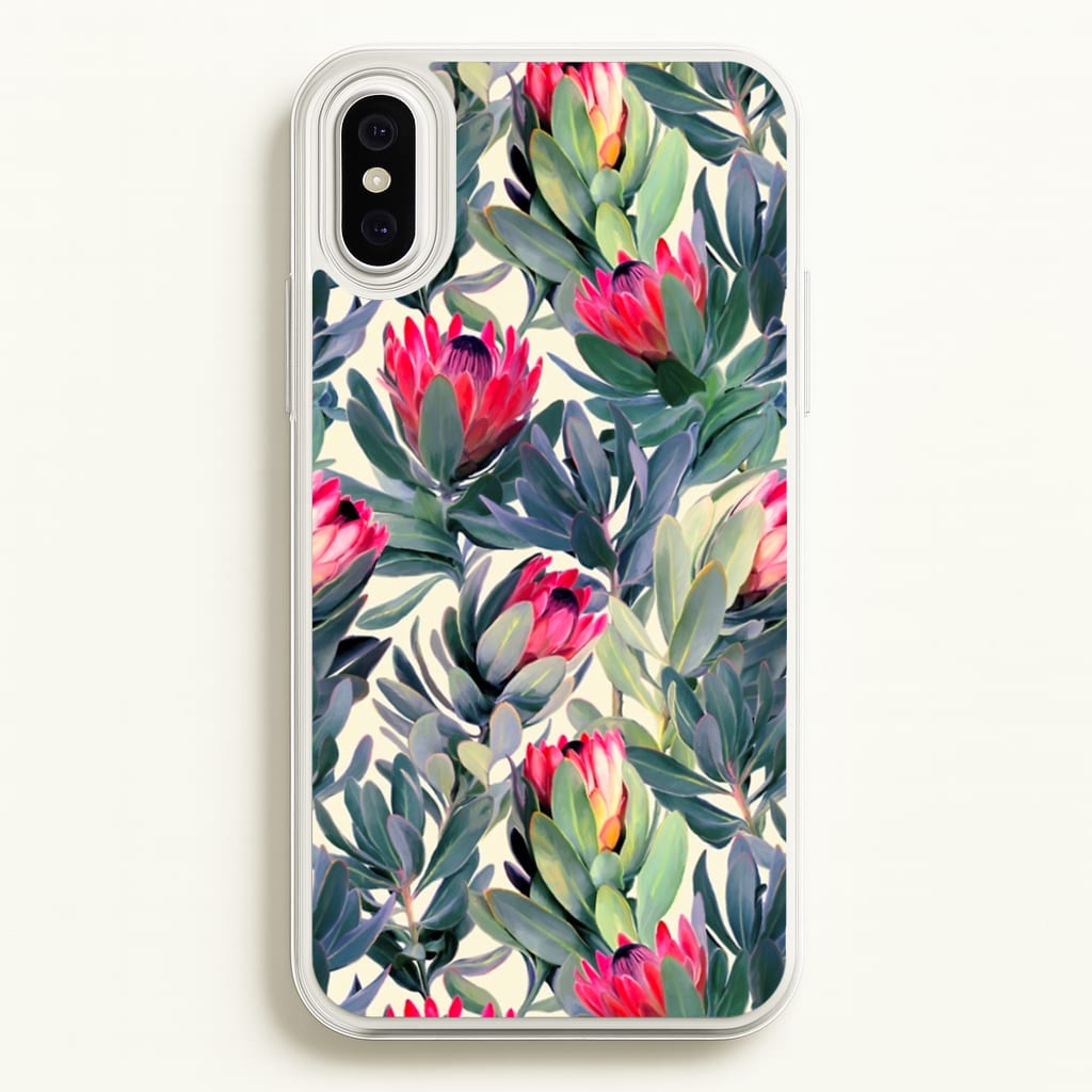 Painted Protea Pattern - Floral Phone Case for iPhone XS Max