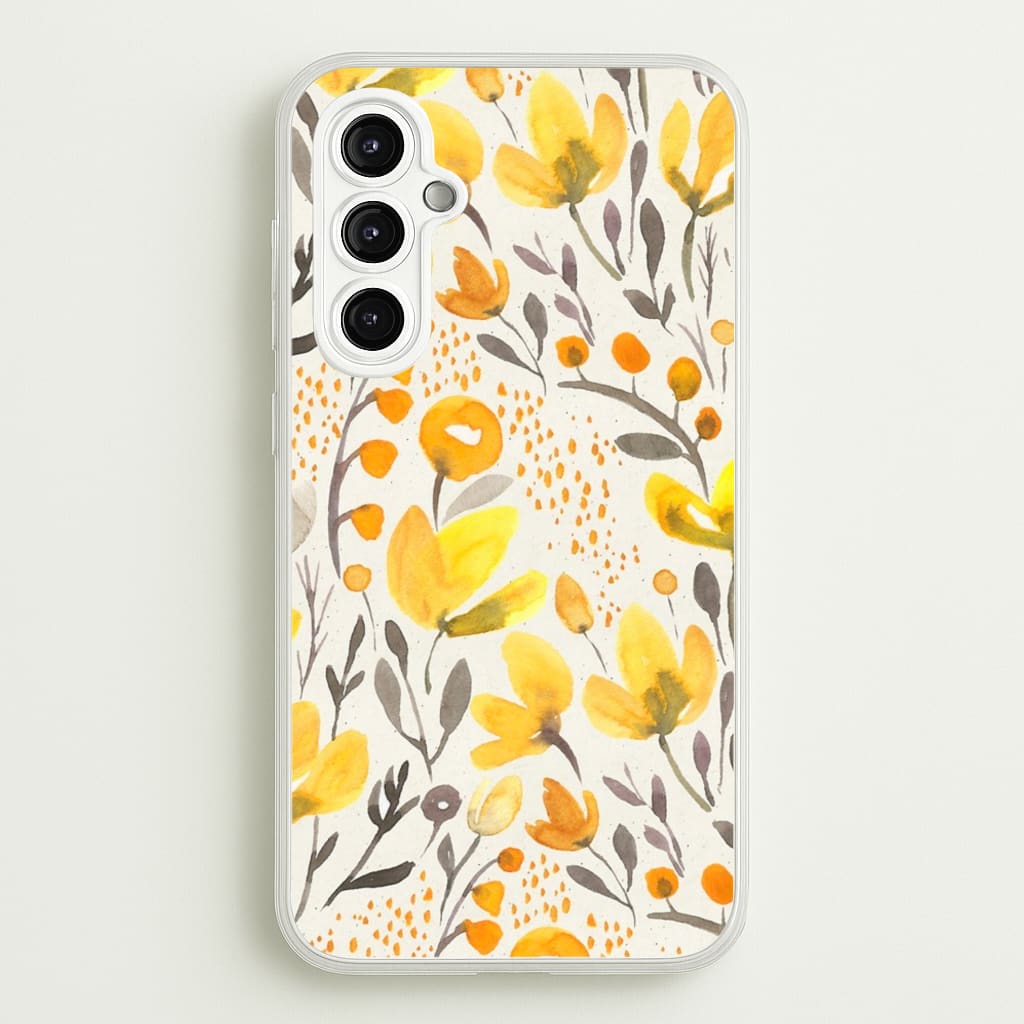 Yellow Field Floral - Floral Phone Case for Galaxy A14