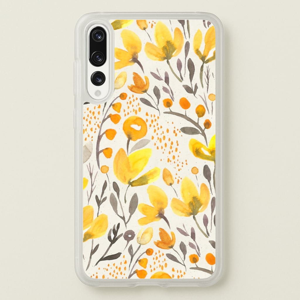 Yellow Field Floral - Floral Phone Case for Huawei P20 Pro