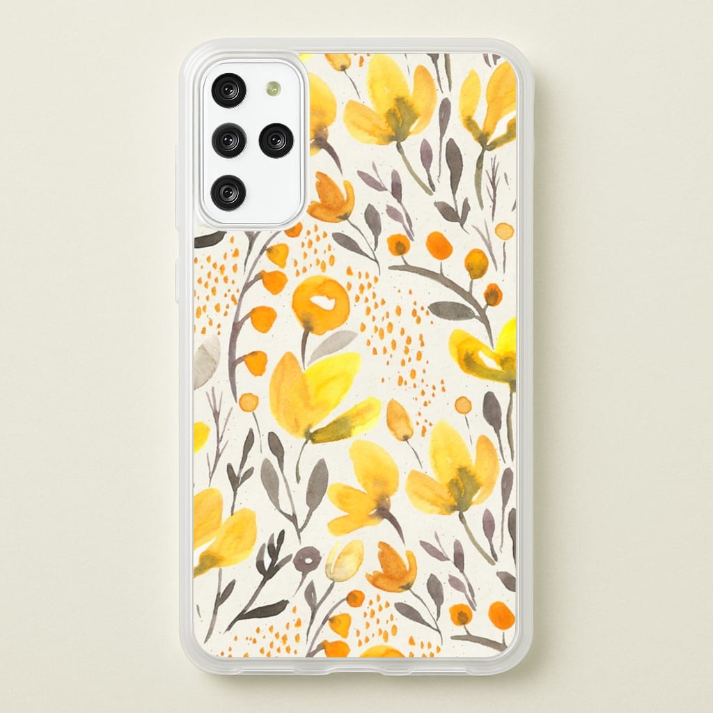 Yellow Field Floral - Floral Phone Case for Galaxy S20 Plus