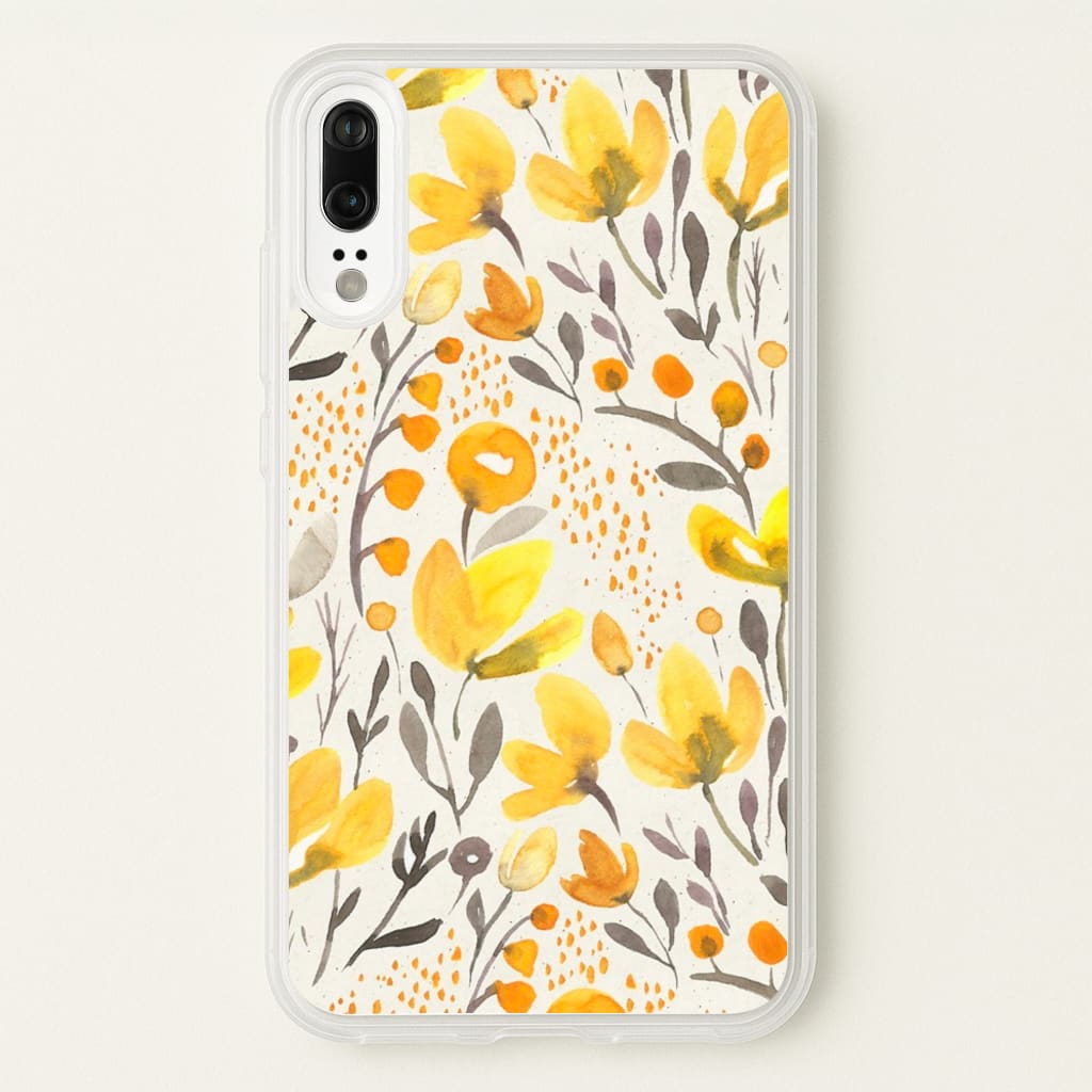 Yellow Field Floral - Floral Phone Case for Huawei P20