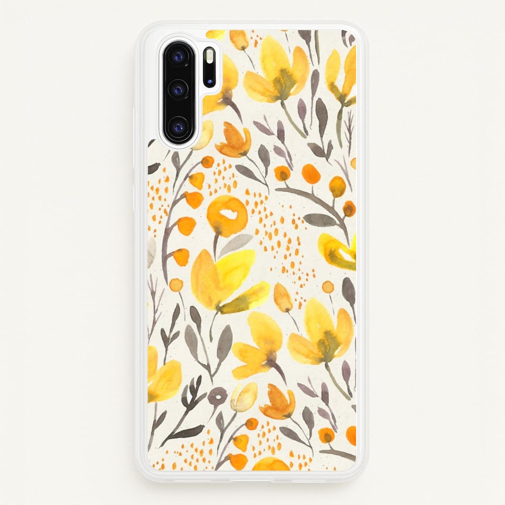 Yellow Field Floral - Floral Phone Case for Huawei P30 Pro