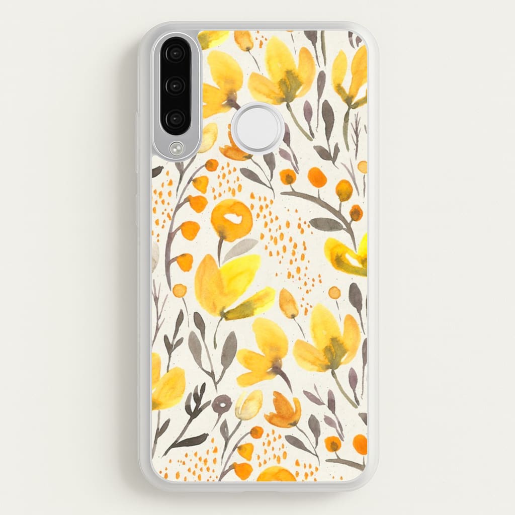 Yellow Field Floral - Floral Phone Case for Huawei P30 Lite