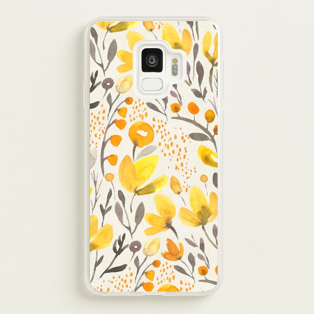 Yellow Field Floral - Floral Phone Case for Galaxy S9