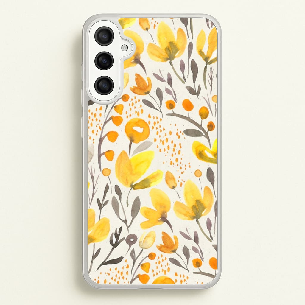 Yellow Field Floral - Floral Phone Case for Galaxy A34