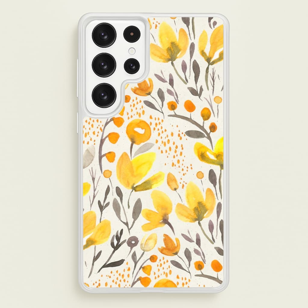 Yellow Field Floral - Floral Phone Case for Galaxy S22 Ultra