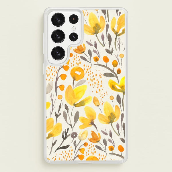 Yellow Field Floral - Floral Phone Case for Galaxy S22 Ultra