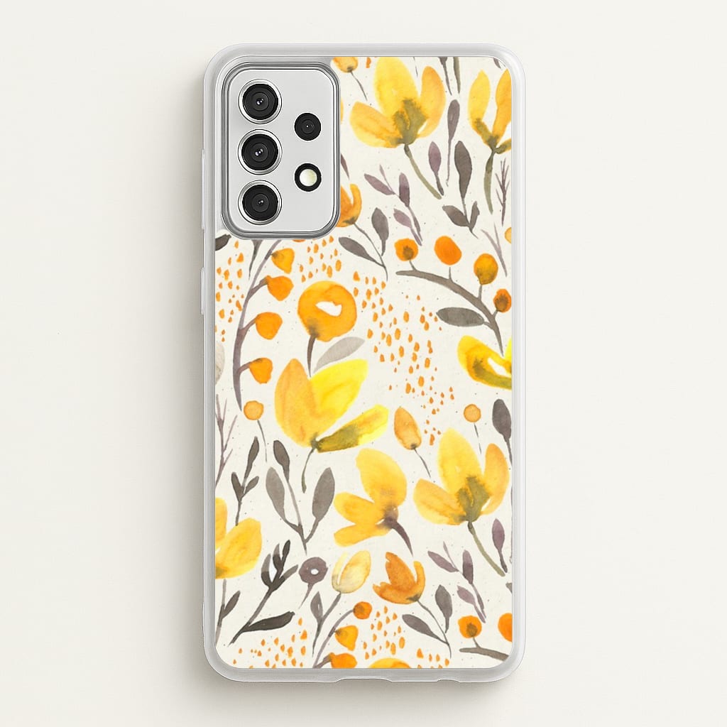 Yellow Field Floral - Floral Phone Case for Galaxy A52 / A52s