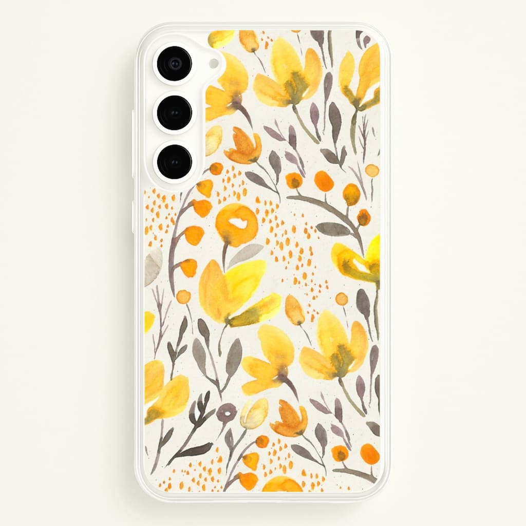 Yellow Field Floral - Floral Phone Case for Galaxy S23